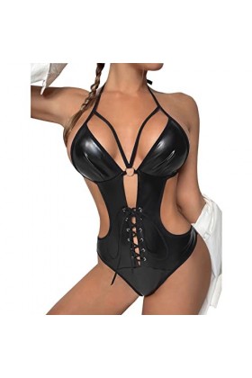 Latex Sexy Lingerie Femme Lingerie Sexy Femme Coquine Hot Sexy Bodysuit Mode femmes Sexy en cuir verni vêtements de nuit Ling