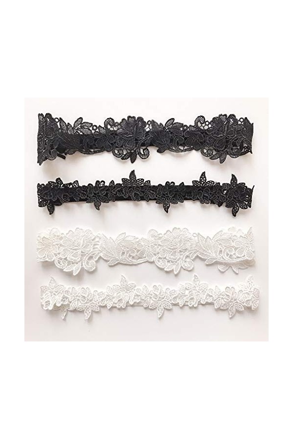 KPTENG Ensemble danneaux de Cuisse en Dentelle Florale brodée pour Femmes, décoration de Bal de Mariage, de mariée