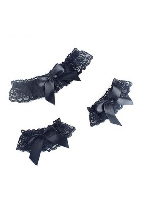 KPTENG Femmes Mariage mariée évider Dentelle Florale Jambe Large Bracelet Couleur Unie