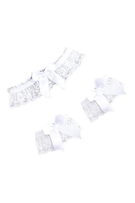 KPTENG Femmes Mariage mariée évider Dentelle Florale Jambe Large Bracelet Couleur Unie