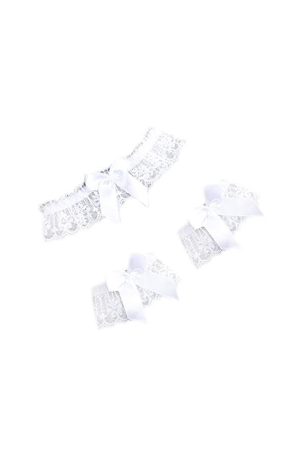 KPTENG Femmes Mariage mariée évider Dentelle Florale Jambe Large Bracelet Couleur Unie