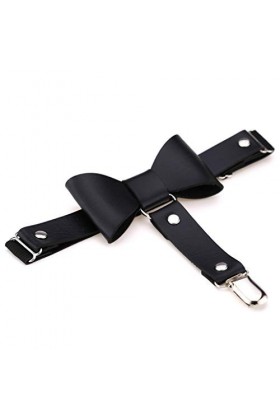 Femmes Filles Gothique Clouté Bowknot Jarretière Élastique Faux Cuir Anti Slip Cuisse Anneaux avec Clip en Métal Sexy Jambe H