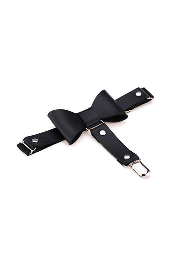 Femmes Filles Gothique Clouté Bowknot Jarretière Élastique Faux Cuir Anti Slip Cuisse Anneaux avec Clip en Métal Sexy Jambe H