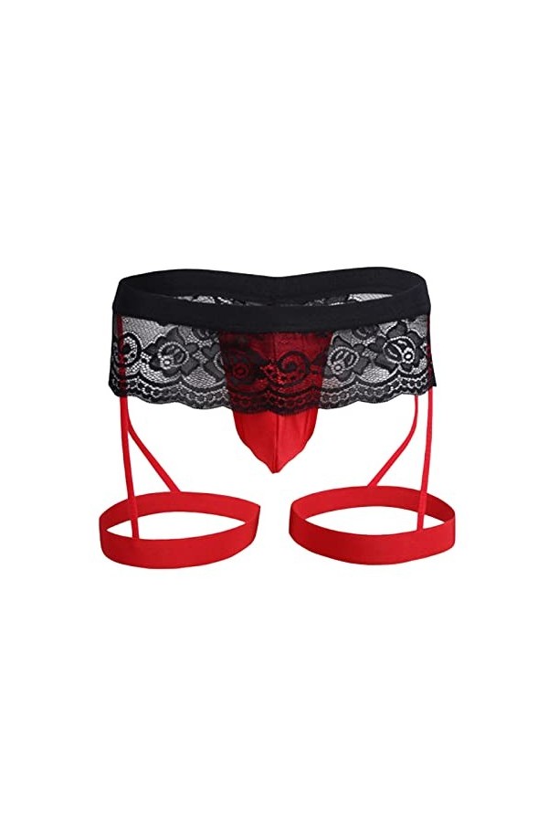 LKRSEEF Erotique Culotte Homme Adulte Travesti Corset Tenue Crossdresser Cosplay Bretelle Jockstrap Transparent sous Vetement