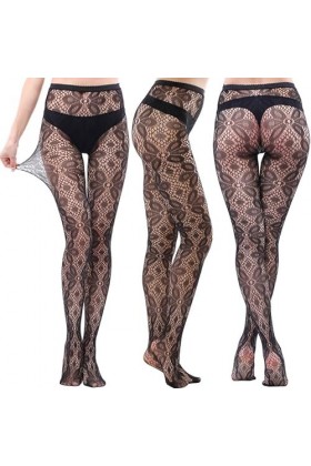 MEGAHERZ Bas à mailles évidées en dentelle de tatouage vintage Bas à mailles pour femmes Petit collant à mailles pour enfants