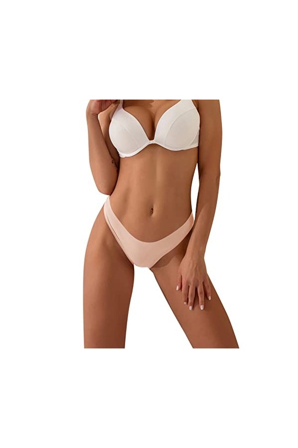 Ncenglings Soutien-Gorge Ado sous-vêtements Culottes Bikini Solid Womens Briefs Body Manches Longues Sexy Beige, XS 