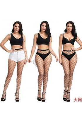 MEGAHERZ Bas de filet de pêche à larges mailles super extensible Plus Size Pantyhose Chair 