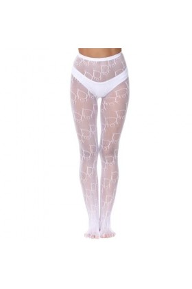 MEGAHERZ Bas érotiques chaussettes bas motif jacquard creux bas de filet de pêche Noir 