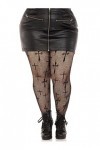 Leg Avenue - cross net pantyhose +, 1X-2X Le Noir 