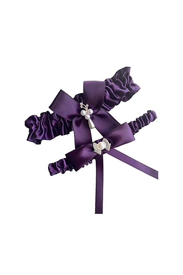 Jarretières de mariée avec nœud élastique extensible confortable romantique ensemble de jarretelles de mariage pour mariée, b