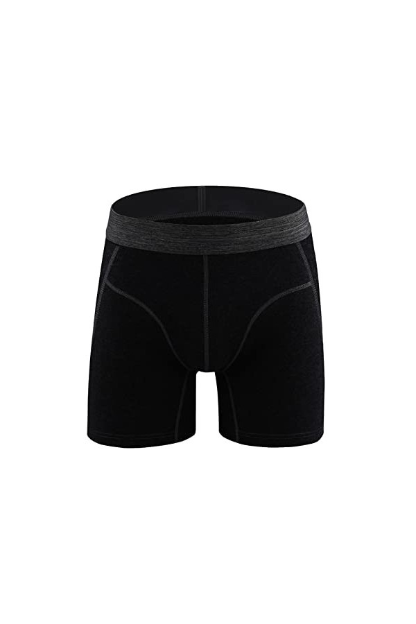 Beokeuioe Sous-vêtements de sport pour homme - Boxer de sport - Long avec empiècement - En bambou - Coupe ajustée, b noir, L