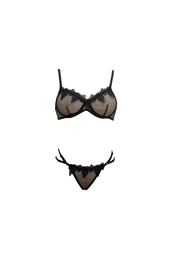 Hot Lingerie et Vêtements Sexy Nuisette Femmes Plus Taille Lingerie Underwire Set Deux pièces sous-vêtements Bowknot Lace Lin