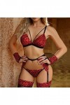 Générique Lingerie Ensembles Sexy Femme Coquine Creux Seduction Ouverte Simili Soutien-Gorge et Strings Seduction Adulte Club