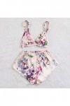 Body en dentelle - Imprimé floral - Sous-vêtements en soie - Pour femme - Sous-vêtements en satin - Boudoir, Rose, L