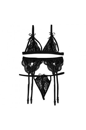 LULER Sous-vêtements pour femme - Jolie porte-jarretelles pour femme, Noir , XL