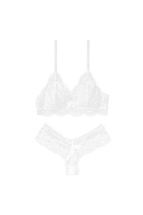 Ensemble de lingerie sexy en dentelle transparente pour femme - Grande taille - Ensemble de lingerie deux pièces en dentelle 