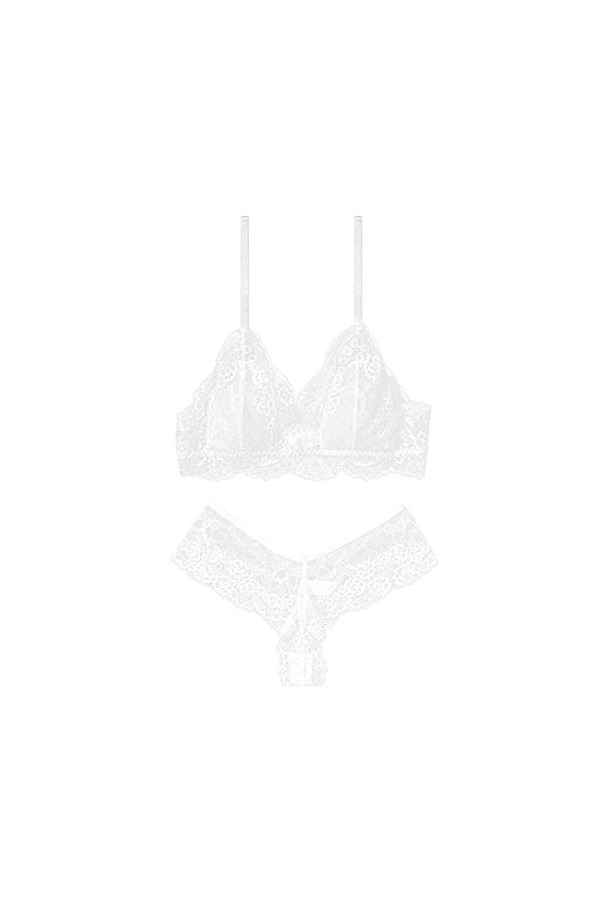 Ensemble de lingerie sexy en dentelle transparente pour femme - Grande taille - Ensemble de lingerie deux pièces en dentelle 