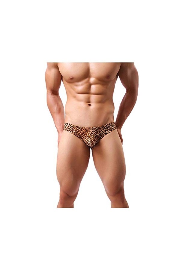 MianYaLi De Lingerie Sexy Respirant Sexy Wicking Leopard sous-vêtements Hommes 1PC Elastic Briefs Orange, XXL 