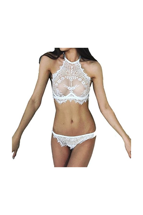 ✿ sous-vêtements Femmes Sexy Lingerie Dentelle Fleurs Push Up Haut Soutien-Gorge Pantalon Soutien-Gorge + Slip Ensemble de Li