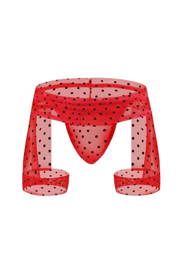 BreakEgg Sous-vêtements en dentelle pour homme - String en dentelle - Sous-vêtements sexy, Tzy708t-Rouge, taille unique