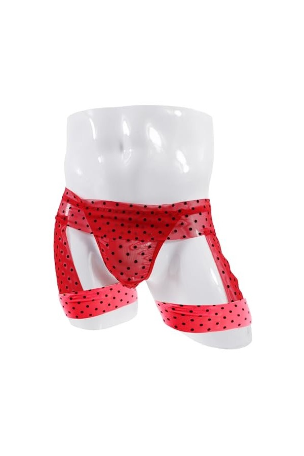 BreakEgg Sous-vêtements en dentelle pour homme - String en dentelle - Sous-vêtements sexy, Tzy708t-Rouge, taille unique