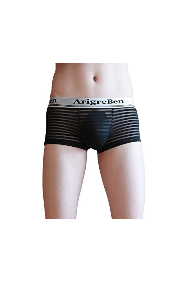 CreoQIJI Une pièce homme sous-vêtements sexy pour hommes boxer caleçon solide mode sous-vêtements homme, Noir , XL