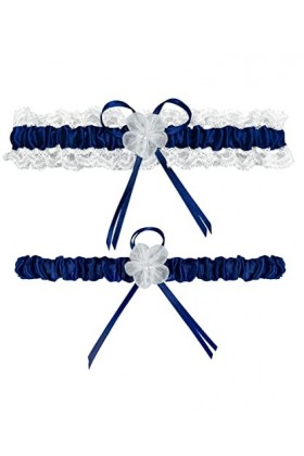 Rimobul Lace Wedding Garters with Toss Away - Set of 2 Royal Blue by Rimobul