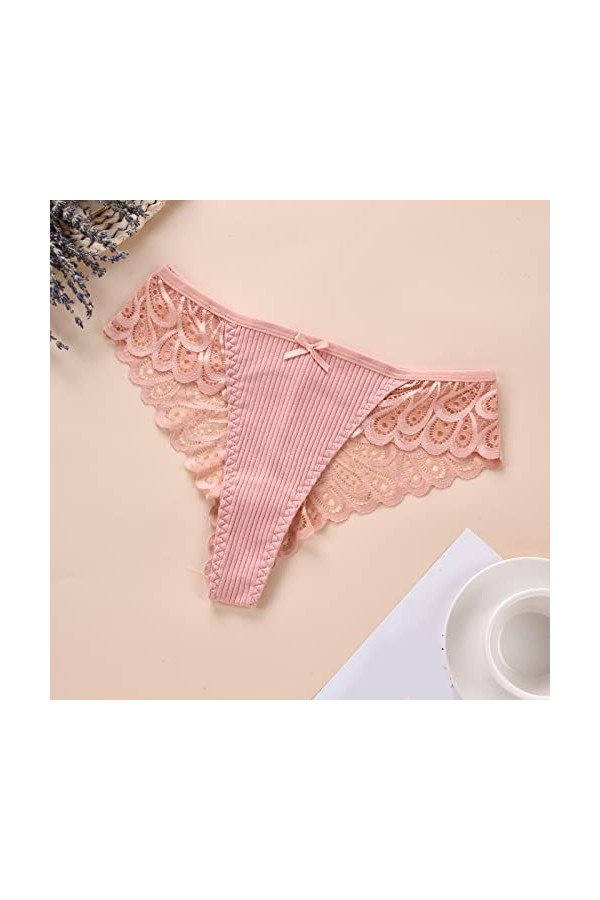 Culotte Femme Tanga String en Coton Slips Shorty Culotte Femme String Un Ensemble Couleurs Optiont Lingerie Fleurs Creuses Cô