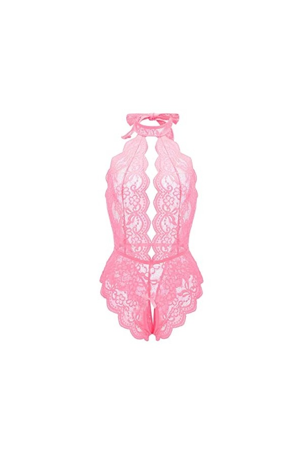TDEOK Corset Haut pour femme - Lingerie sexy - Rouge à carreaux - Lingerie sexy avec porte-jarretelles rose, XL 