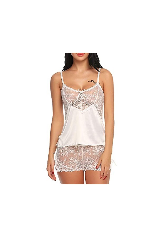 Lingerie Femme Sexy Ensemble Homme Sexy Hot y29k Pyjama Set et Pyjama Satin 2 pièces Sexy pour Femmes avec Shorts en Dentelle