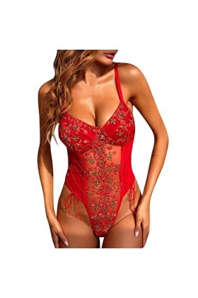 Lingerie Nuisette Femme Sexy Hot Erothique Ensemble See Through Col en V Profond Harnais Robe Ouverte Sling Pyjama Harness Mi
