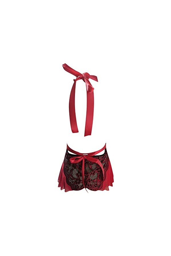 FGUUTYM Sextoys Lingerie Jeu de Rôle Lingerie Sexy Femmes Costumes Rouge Plaid Lingerie Filet Lingerie Sexy Rouge, XL 