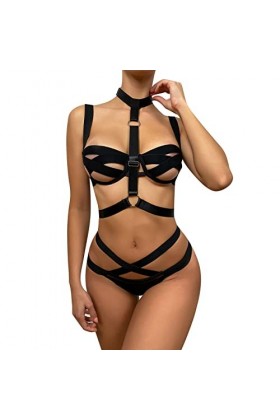 BOTCAM Lingerie sexy pour femme, Noir , M