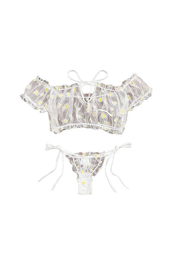 FGUUTYM Lot de 3 bretelles en dentelle pour femme avec nœud papillon, Blanc., S