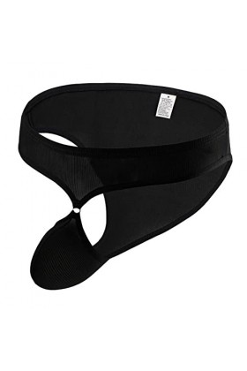 FGUUTYM Caleçon de sport pour homme Bouton Underwear Hair Sexy Mens Low Briefs Ice Thread Sous-vêtements Homme, Noir , M