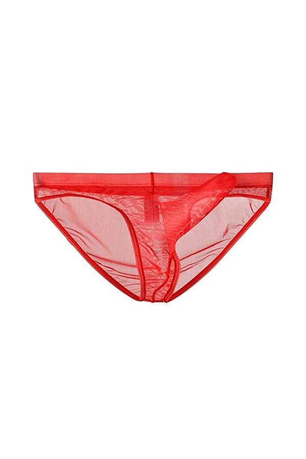 FGUUTYM Maillot de bain pour homme en maille fine et sexy, rouge, XXXL