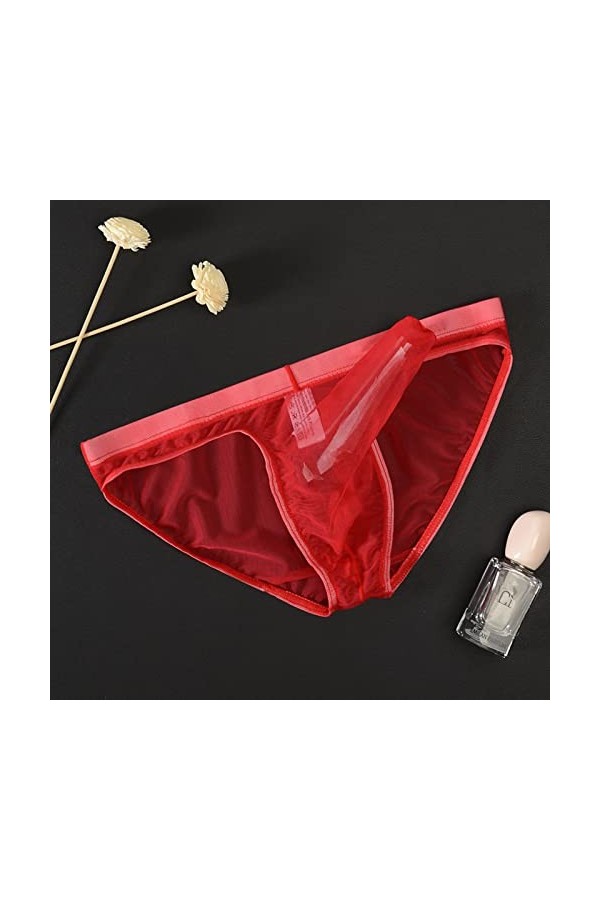 FGUUTYM Maillot de bain pour homme en maille fine et sexy, rouge, XXXL
