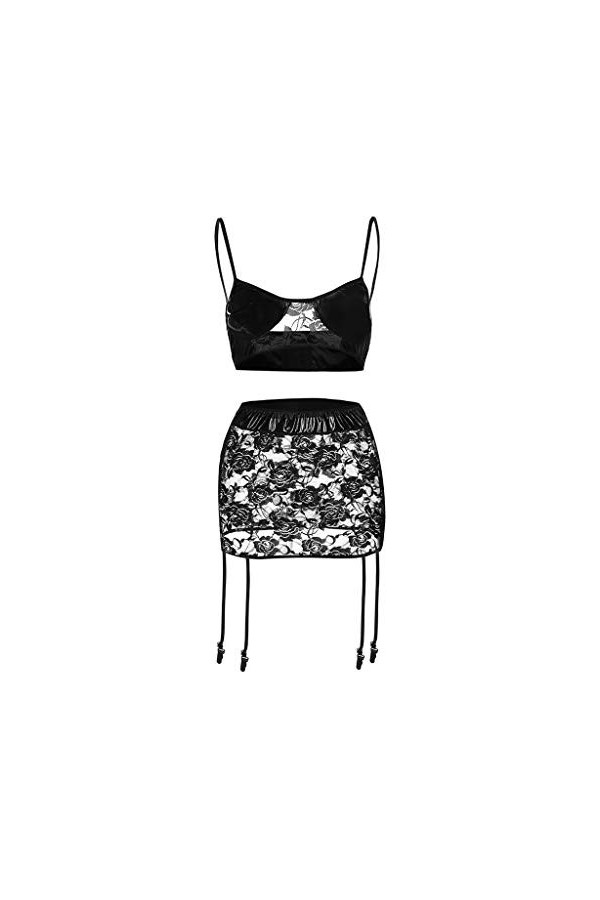 LDZYXY Jupe Wet Sexy Tights Garter Lace Clubwear Look Faux Mini Femme en Cuir