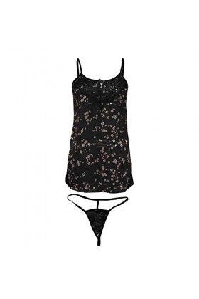 LIBELLEFLY Lingerie sexy européenne et américaine - Pyjama sexy en dentelle pour femme - Sous-vêtements sexy en satin - Nuise