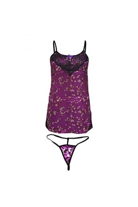 LIBELLEFLY Lingerie sexy européenne et américaine - Pyjama sexy en dentelle pour femme - Sous-vêtements sexy en satin - Bas p