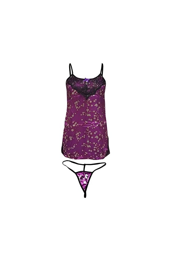 LIBELLEFLY Lingerie sexy européenne et américaine - Pyjama sexy en dentelle pour femme - Sous-vêtements sexy en satin - Bas p