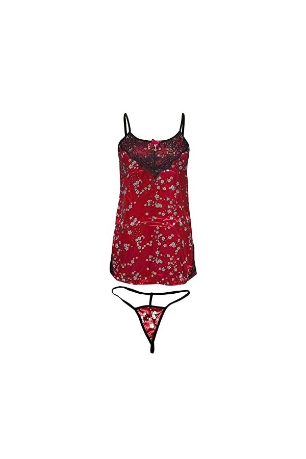 LIBELLEFLY Lingerie sexy européenne et américaine - Pyjama sexy en dentelle pour femme - Sous-vêtements sexy en satin - Ensem