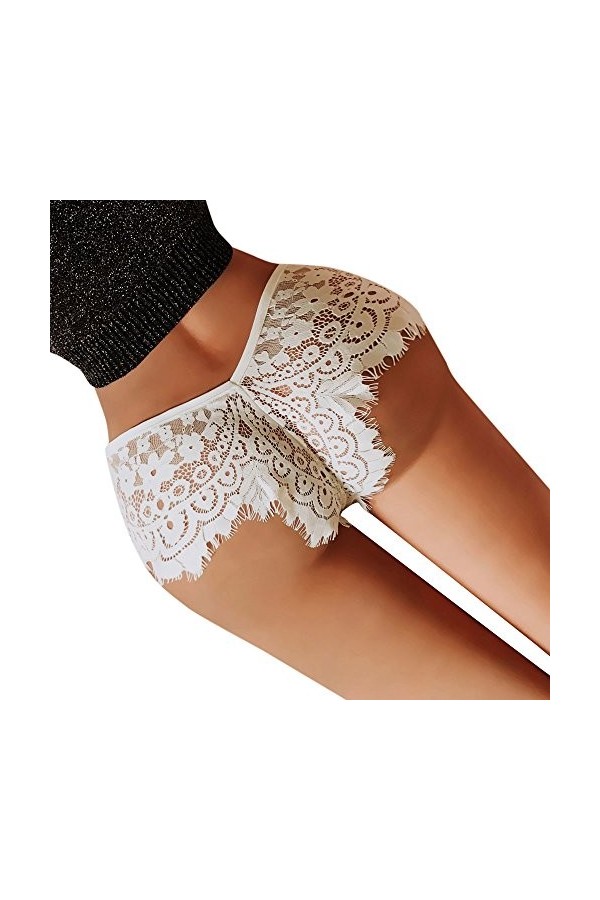 MianYaLi Nuit Sexy Femme Femmes Culottes Briefs String G-String T Dentelle Lingerie String Sexy Strings White, L 