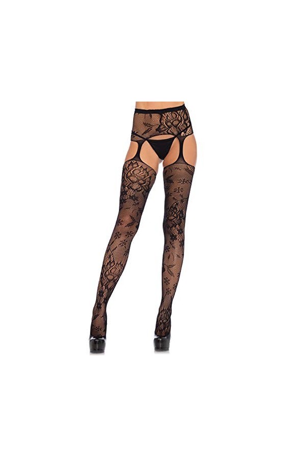 Leg Avenue 1082 Collant Porte-Jarretelles Haute Noir Taille Unique 36-40