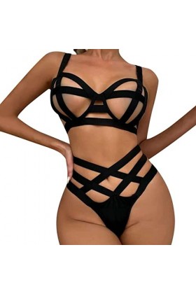 Générique Lingerie Sexy pour Femme Bretelles Sexy pour Femmes Briefs Lingerie sous-vêtements Sexy Body Sexy Ouvert Black, L 