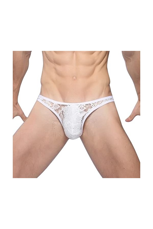 Junhasgood String en Dentelle pour Hommes Culotte de Sexe Culotte en T Transparente pour Hommes sous-vêtements Slips Pack De 