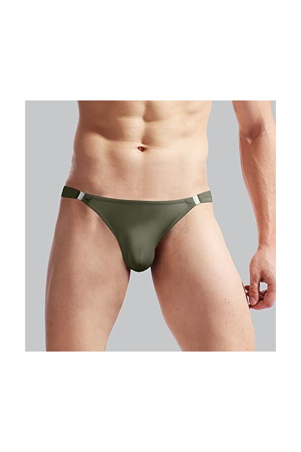 Générique String Homme Sexy Hot Dentelle Slips Boxer sous-vêtements pour Hommes Fit Translucide Glace Soie Taille Basse Boucl