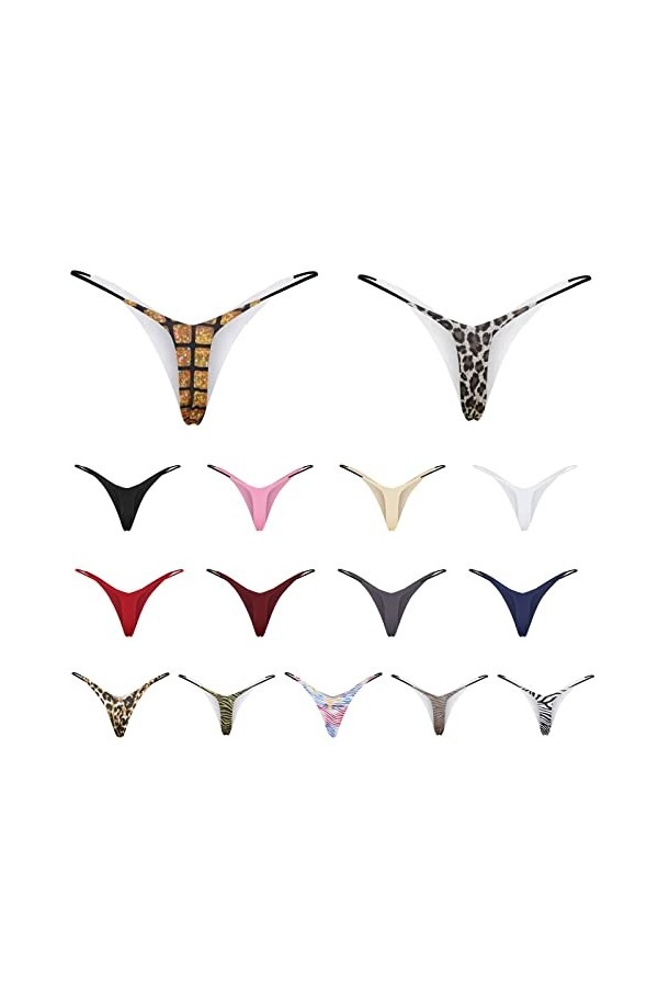 KEIZHUONIQIU en T String Ficelle et T-Back Tangas de Femme Ouvert Slips Léger Lace Patchwork Culottes Stretch Couleur Uni sou