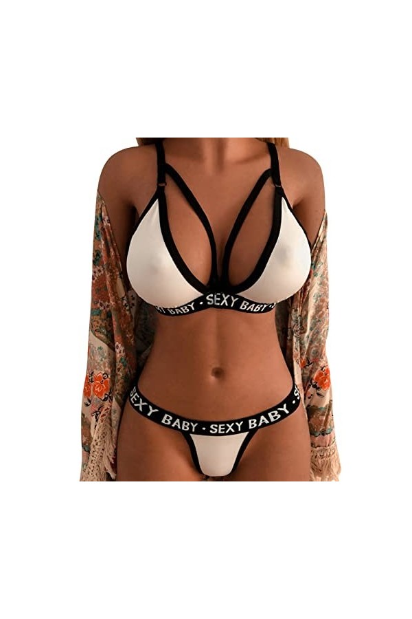 Sexy Lingerie Coquine Femme Grande Taille - Soutien-Gorge Invisible Push Up Deshabillé Sexy Grande Taille Sensuelle String Se