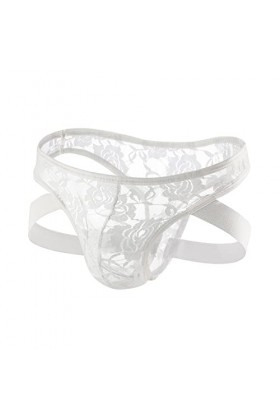 Sulifor String Respirant en Dentelle pour Hommes Double Ding Briefs Taille Basse Sexy sous-vêtements Sexy Déguisement Sexy
